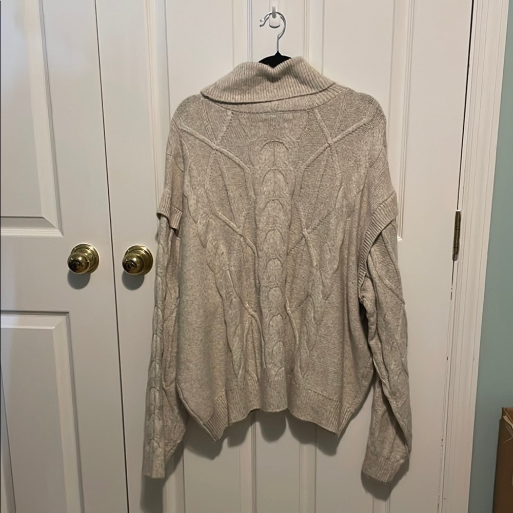 Cream Chunky Knit Turtleneck Sweater - Picture 3 of 4